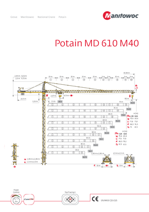 टावर क्रेन - ट्रॉली बूम - टॉप-स्लीविंग Potain MD 610 M 40