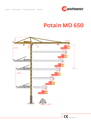 टावर क्रेन - ट्रॉली बूम - टॉप-स्लीविंग Potain MD 650-40 t