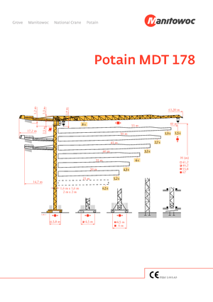 टावर क्रेन - ट्रॉली बूम - टॉप-स्लीविंग Potain MDT 178