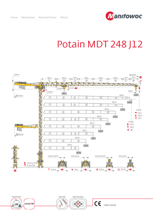 टावर क्रेन - ट्रॉली बूम - टॉप-स्लीविंग Potain MDT 248 J12