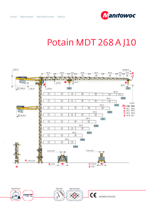 टावर क्रेन - ट्रॉली बूम - टॉप-स्लीविंग Potain MDT 268 A J10