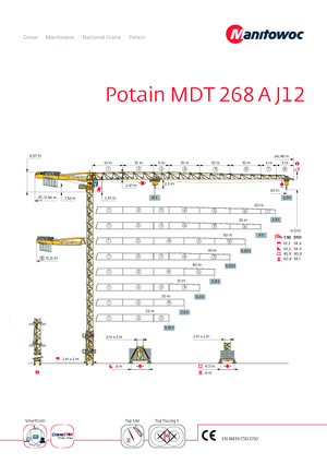 टावर क्रेन - ट्रॉली बूम - टॉप-स्लीविंग Potain MDT 268 A J12