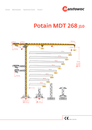 टावर क्रेन - ट्रॉली बूम - टॉप-स्लीविंग Potain MDT 268 J10