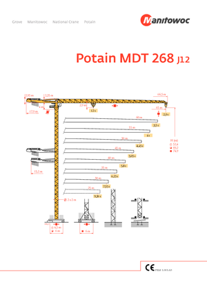 टावर क्रेन - ट्रॉली बूम - टॉप-स्लीविंग Potain MDT 268 J12
