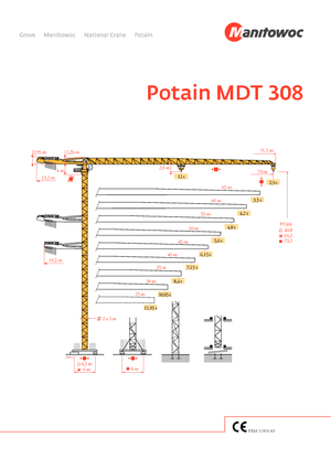 टावर क्रेन - ट्रॉली बूम - टॉप-स्लीविंग Potain MDT 308