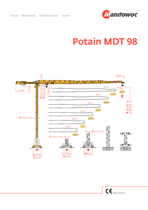 टावर क्रेन - ट्रॉली बूम - टॉप-स्लीविंग Potain MDT 98