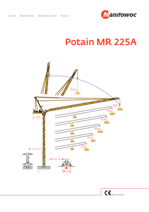 टावर क्रेन - ट्रॉली बूम - टॉप-स्लीविंग Potain MR 225 A