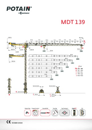 टावर क्रेन - ट्रॉली बूम - टॉप-स्लीविंग Potain MDT 139