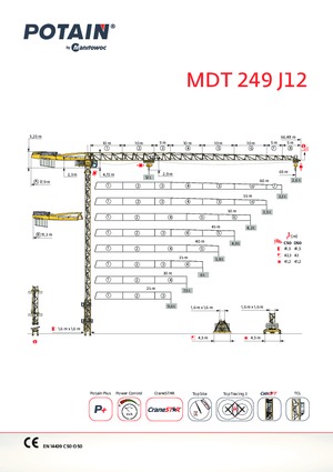 टावर क्रेन - ट्रॉली बूम - टॉप-स्लीविंग Potain MDT 249 J12