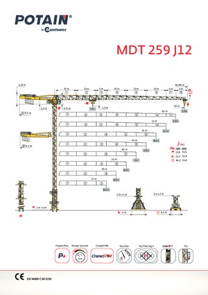 टावर क्रेन - ट्रॉली बूम - टॉप-स्लीविंग Potain MDT 259 J12