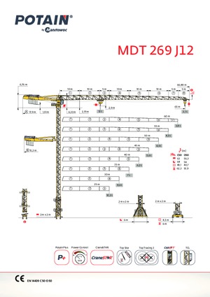टावर क्रेन - ट्रॉली बूम - टॉप-स्लीविंग Potain MDT 269 A J12