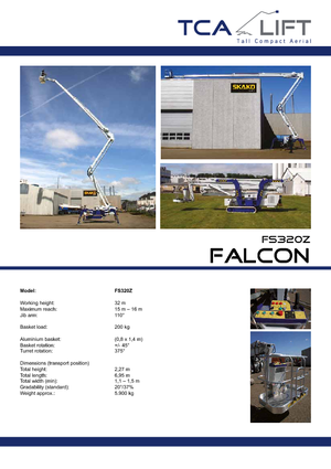 क्रॉलर आर्टिकुलेटिंग बूम लिफ्ट Falcon Lifts FS 320 Z