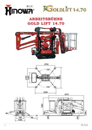 क्रॉलर आर्टिकुलेटिंग बूम लिफ्ट Hinowa GL 14.70