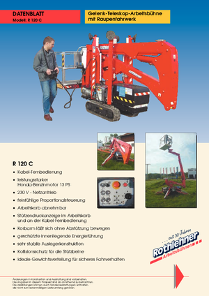 क्रॉलर आर्टिकुलेटिंग बूम लिफ्ट Bluelift - Rothlehner R 120 C