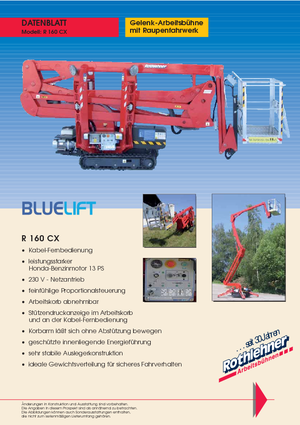 क्रॉलर आर्टिकुलेटिंग बूम लिफ्ट Bluelift - Rothlehner R 160 CX