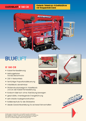 क्रॉलर टेलीस्कोपिक बूम लिफ्ट Bluelift - Rothlehner R 180 CR