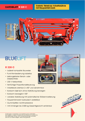 क्रॉलर टेलीस्कोपिक बूम लिफ्ट Bluelift - Rothlehner R 220 C