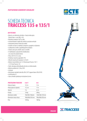 क्रॉलर आर्टिकुलेटिंग बूम लिफ्ट CTE Traccess 135
