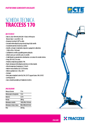 क्रॉलर आर्टिकुलेटिंग बूम लिफ्ट CTE Traccess 170