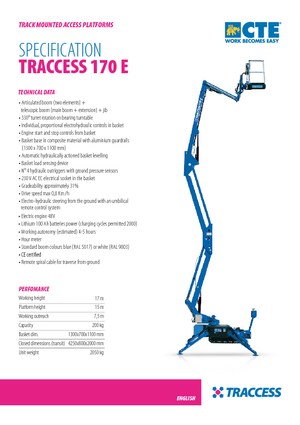 क्रॉलर आर्टिकुलेटिंग बूम लिफ्ट CTE Traccess 170 E