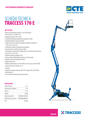 क्रॉलर आर्टिकुलेटिंग बूम लिफ्ट CTE Traccess 170 E