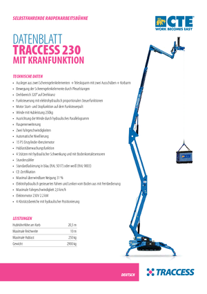 क्रॉलर आर्टिकुलेटिंग बूम लिफ्ट CTE Traccess 230 con argano