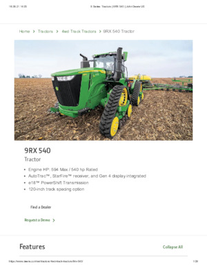 ट्रैक ट्रैक्टर John Deere 9RX 540