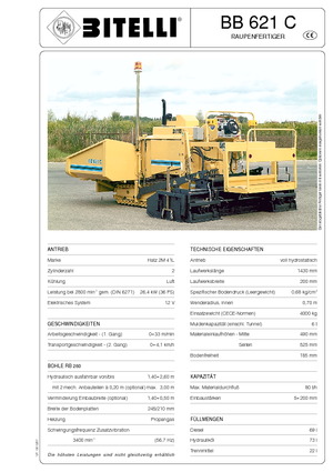ट्रैक्ड एस्फाल्ट पेवर Bitelli BB 621 C-RB 260