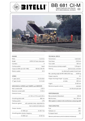 ट्रैक्ड एस्फाल्ट पेवर Bitelli BB 681 CI-M-RB 13000 VB