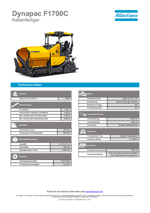 ट्रैक्ड एस्फाल्ट पेवर Dynapac F 1700 C