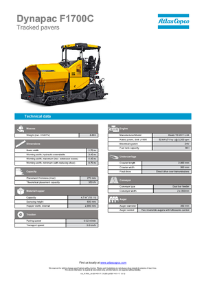 ट्रैक्ड एस्फाल्ट पेवर Dynapac F 1700 C