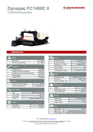 ट्रैक्ड एस्फाल्ट पेवर Dynapac FC1400C II