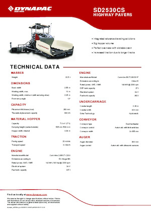 ट्रैक्ड एस्फाल्ट पेवर Dynapac SD2530CS