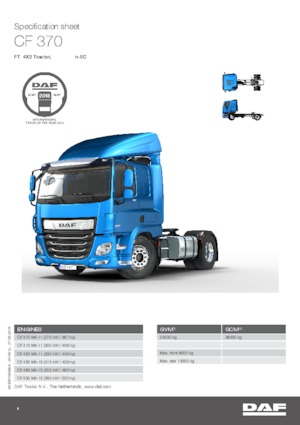 ट्रक ट्रैक्टर - ट्रैक्टर यूनिट DAF CF 370 FT DC
