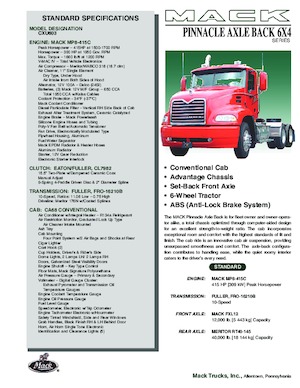 ट्रक ट्रैक्टर - ट्रैक्टर यूनिट Mack PINNACLE CA68 Conventional CXU603 MP7 6x4