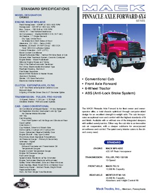 ट्रक ट्रैक्टर - ट्रैक्टर यूनिट Mack PINNACLE CA68 Conventional CXU603 MP8 6x4