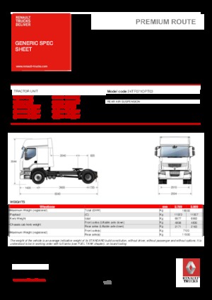 ट्रक ट्रैक्टर - ट्रैक्टर यूनिट Renault PREMIUM 430.19 4X2 LD T OPTIFUEL