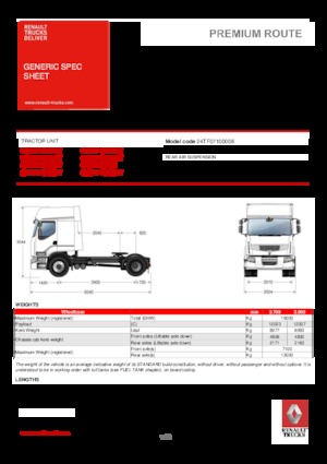 ट्रक ट्रैक्टर - ट्रैक्टर यूनिट Renault PREMIUM 430.19 4X2 LD T