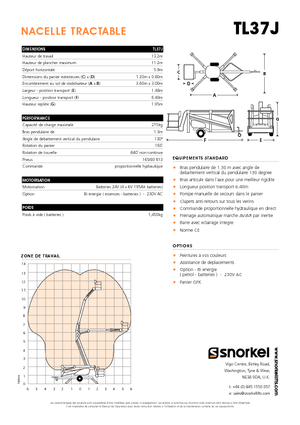 ट्रक माउंटेड आर्टिकुलेटिंग बूम लिफ्ट Snorkel TL37J