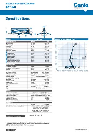 ट्रक माउंटेड आर्टिकुलेटिंग बूम लिफ्ट Genie TZ50/30 BI-energy