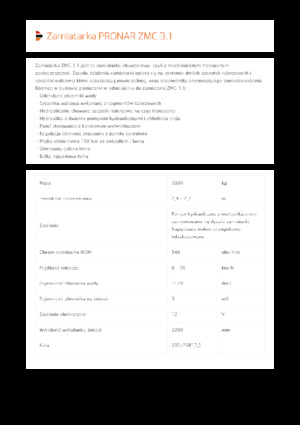 ट्रेलर स्वीपर Pronar ZMC 3.1