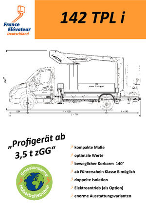 ट्रक माउंटेड टेलीस्कोपिक बूम लिफ्ट France Elévateur 142 TPL i