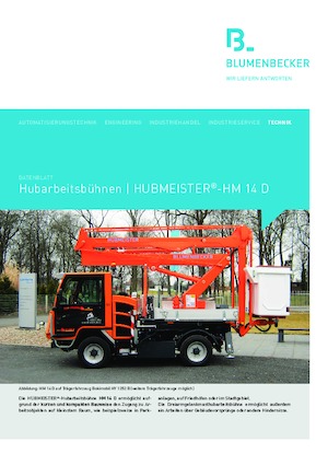 ट्रेलर माउंटेड आर्टिकुलेटिंग बूम लिफ्ट Blumenbecker - Hubmeister® HM 14 D