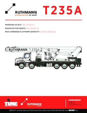 ट्रेलर माउंटेड आर्टिकुलेटिंग बूम लिफ्ट Versalift Ruthmann T235A 