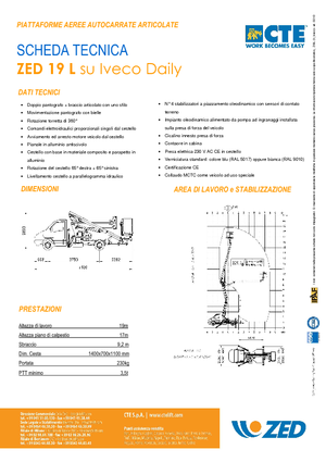 ट्रेलर माउंटेड आर्टिकुलेटिंग बूम लिफ्ट CTE ZED 19 L