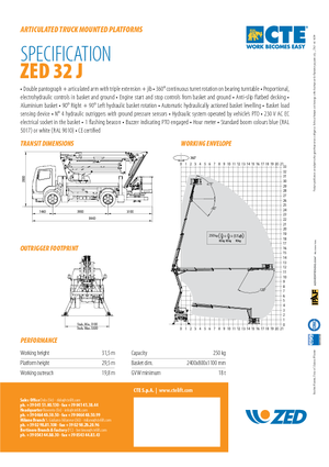 ट्रेलर माउंटेड आर्टिकुलेटिंग बूम लिफ्ट CTE ZED 32 J