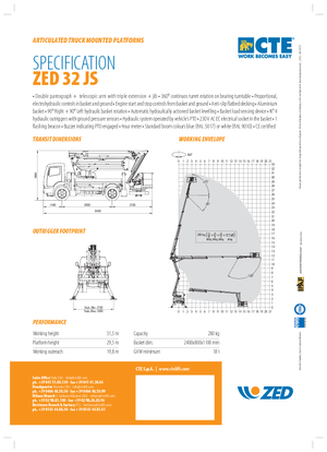 ट्रेलर माउंटेड आर्टिकुलेटिंग बूम लिफ्ट CTE ZED 32 JS
