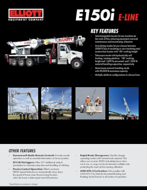 ट्रक माउंटेड टेलीस्कोपिक बूम लिफ्ट Elliott Equipment E150i E-Line