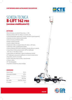ट्रक माउंटेड टेलीस्कोपिक बूम लिफ्ट CTE B-Lift 162 Pro-H