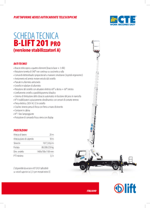 ट्रक माउंटेड टेलीस्कोपिक बूम लिफ्ट CTE B-Lift 201 Pro-A